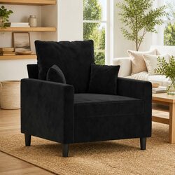 Black Velvet Sofa Chair 60cm Modern Accent Armchair Lounge Seat Furniture
