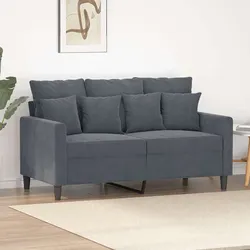 Compact Grey Velvet 2-Seater Sofa for Modern Spaces