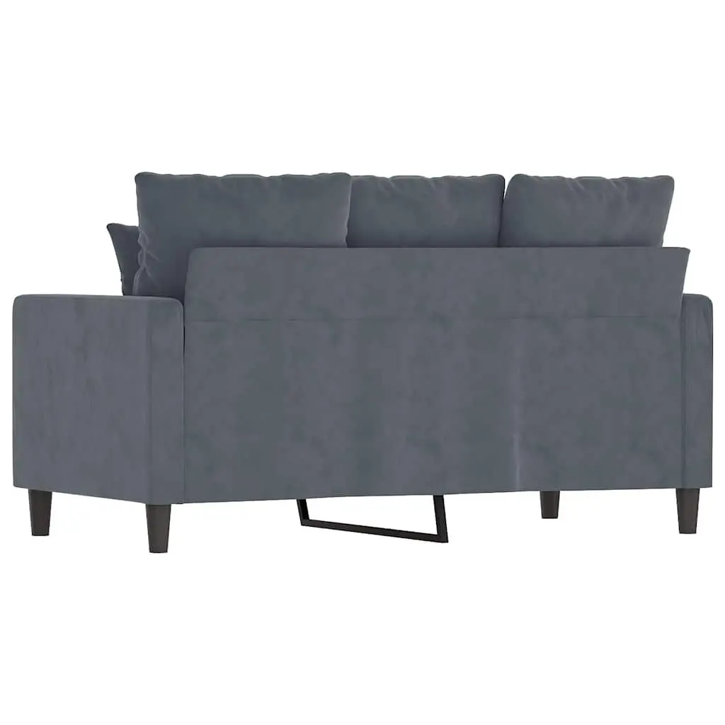 2-Seater Sofa Grey Velvet 120cm Modern Upholstered Couch