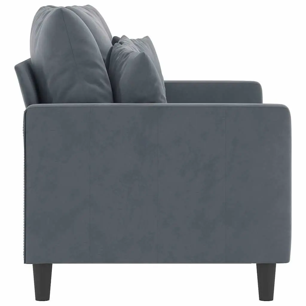 2-Seater Sofa Grey Velvet 120cm Modern Upholstered Couch