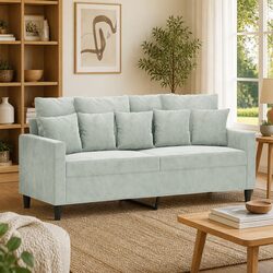 2-Seater Sofa Grey 140cm Velvet Living Room Furniture Modern Couch