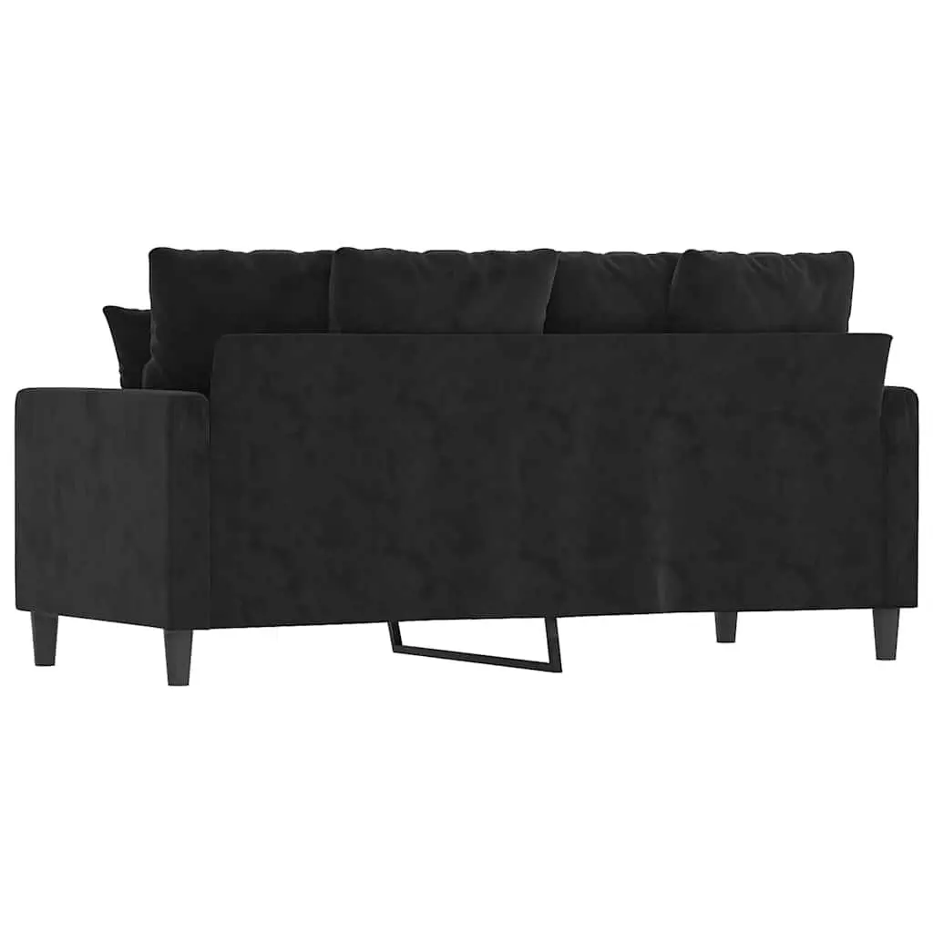 2-Seater Sofa Black 140cm Velvet Upholstered Modern Living Room Couch
