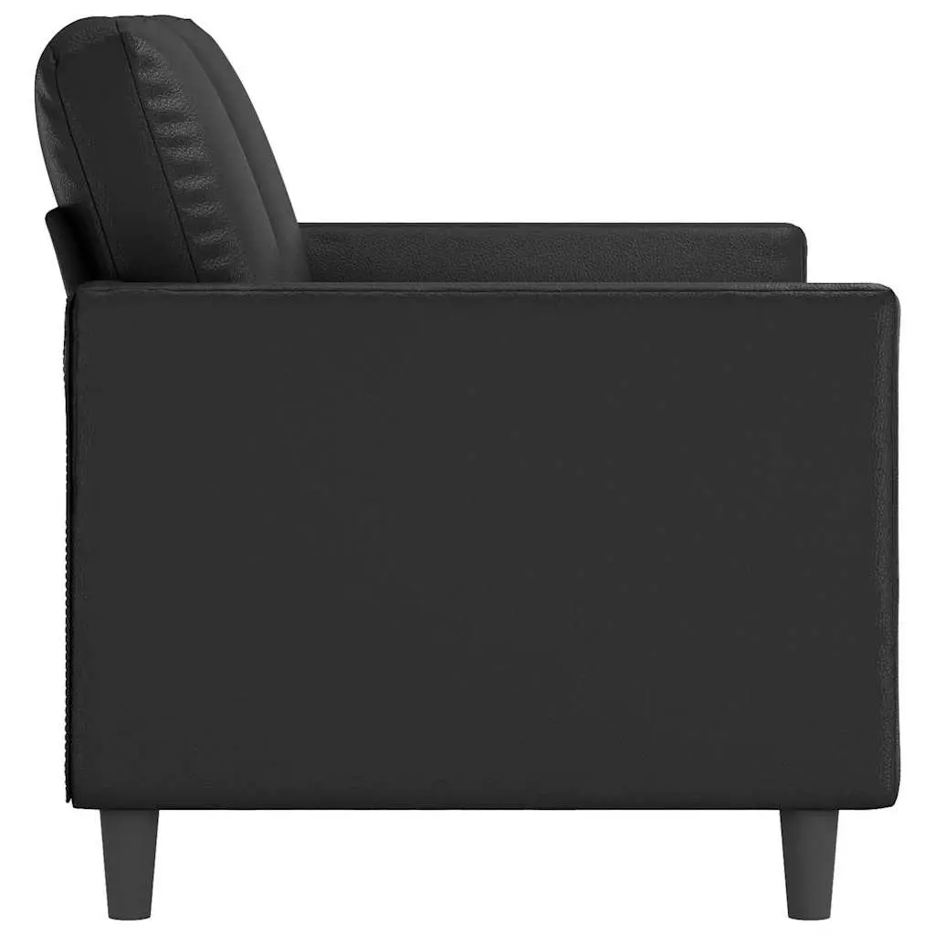 2-Seater Sofa Black 120cm Modern Living Room Couch Faux Leather Furniture