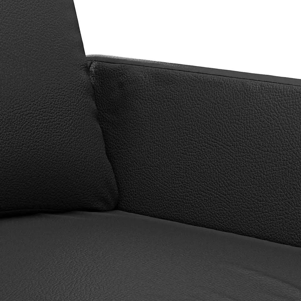 2-Seater Sofa Black 120cm Modern Living Room Couch Faux Leather Furniture