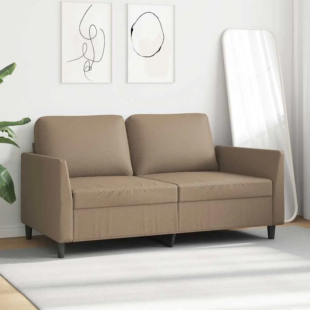 2-Seater Sofa Brown Faux Leather Lounge Couch Modern Living Room Furniture 140cm