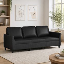 Compact & Modern 3-Seater Sofa in Black