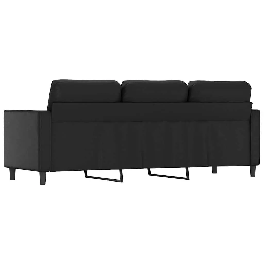 3-Seater Sofa Black 180cm Faux Leather Modern Lounge Couch