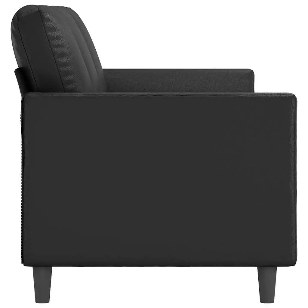 3-Seater Sofa Black 180cm Faux Leather Modern Lounge Couch