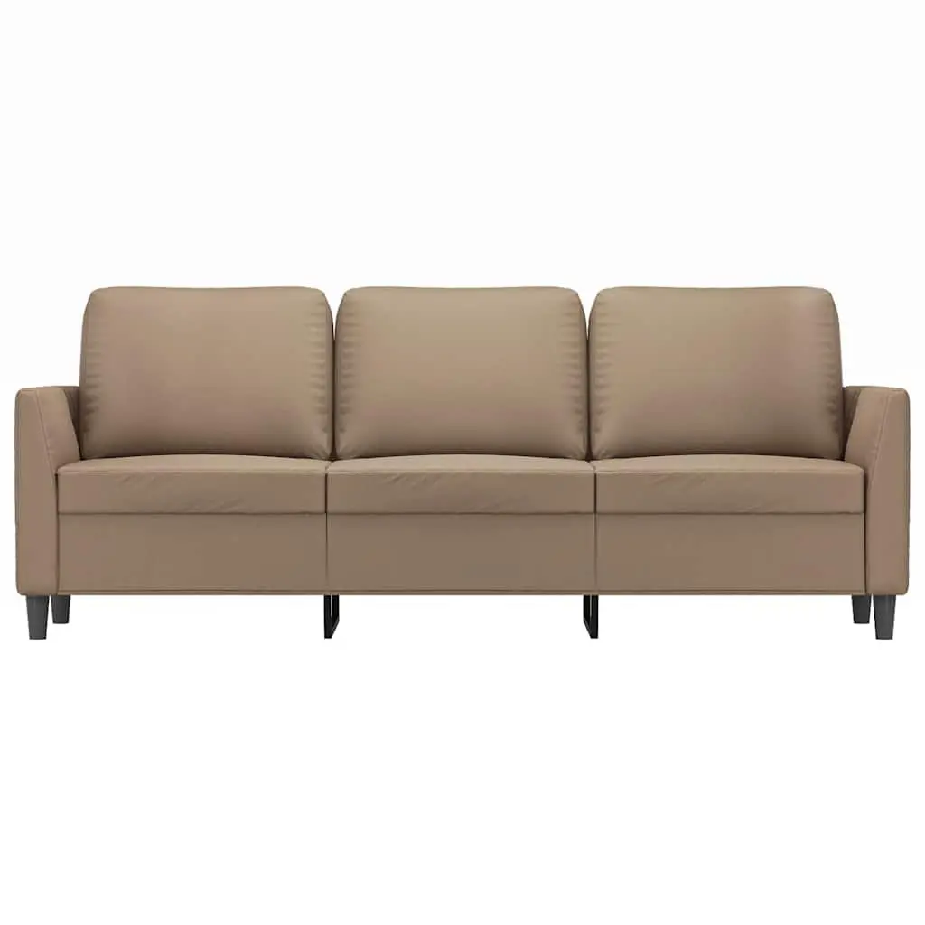 3-Seater Sofa Cappuccino Faux Leather Couch 180cm Living Room Lounge Settee