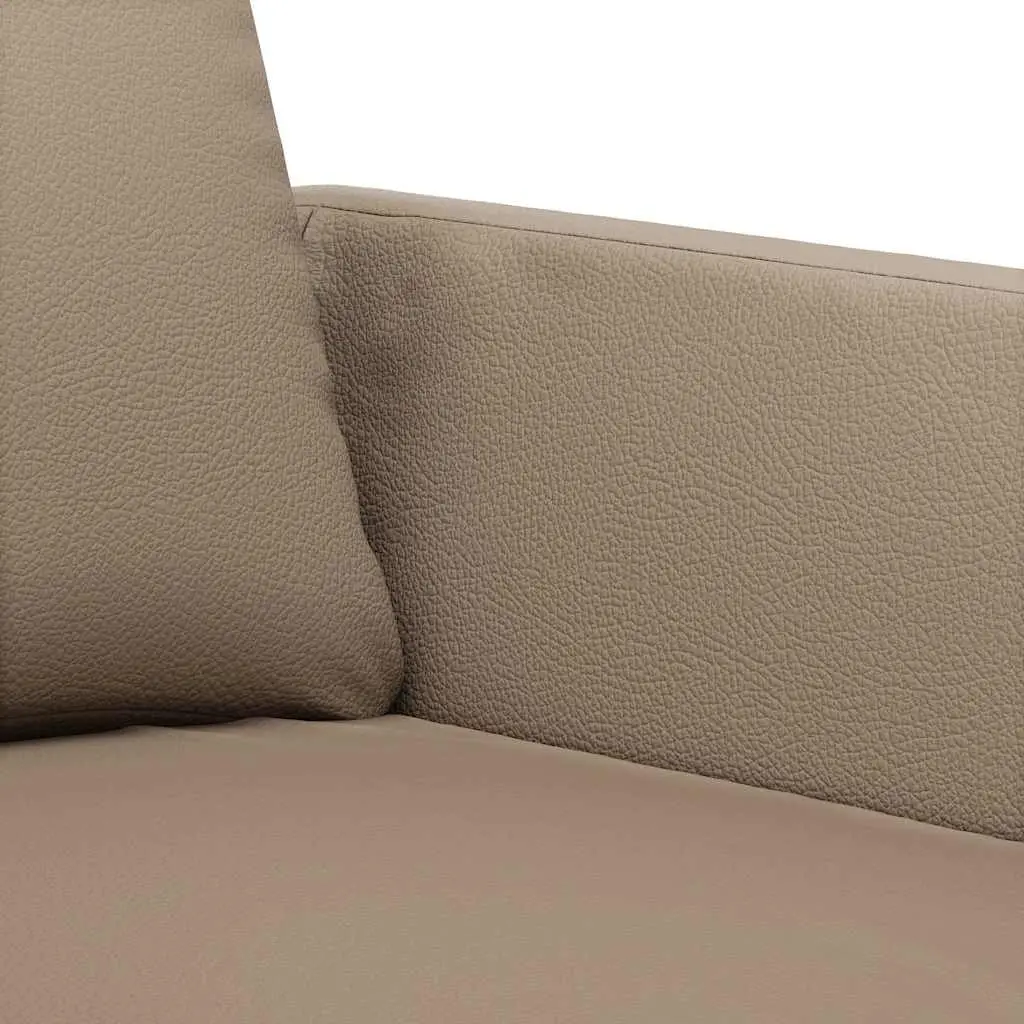 3-Seater Sofa Cappuccino Faux Leather Couch 180cm Living Room Lounge Settee