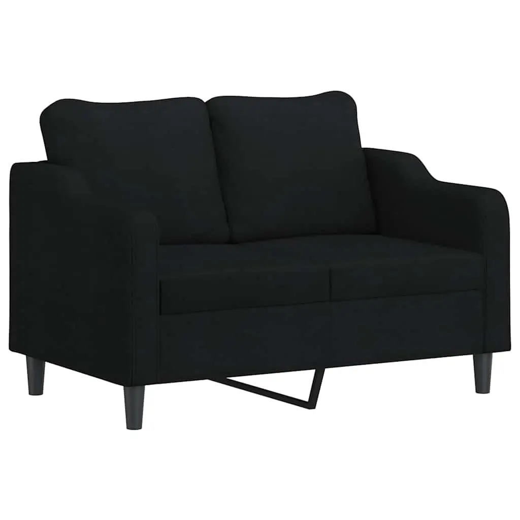 2-Seater Sofa Black Fabric 120cm Modern Couch Lounge Seat