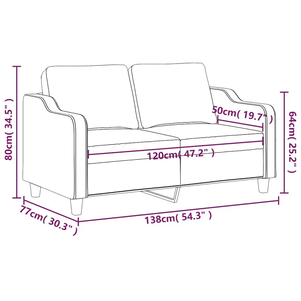 2-Seater Sofa Black Fabric 120cm Modern Couch Lounge Seat
