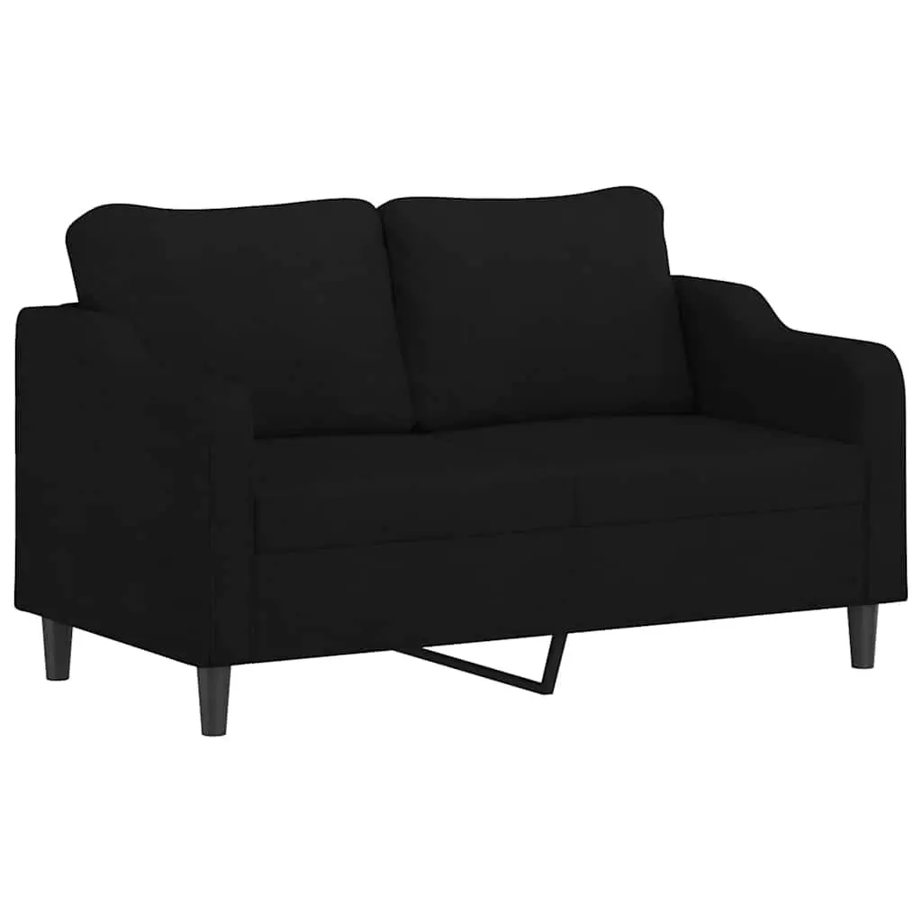 2-Seater Sofa Black 140cm Living Room Couch Fabric Upholstered Padded Settee