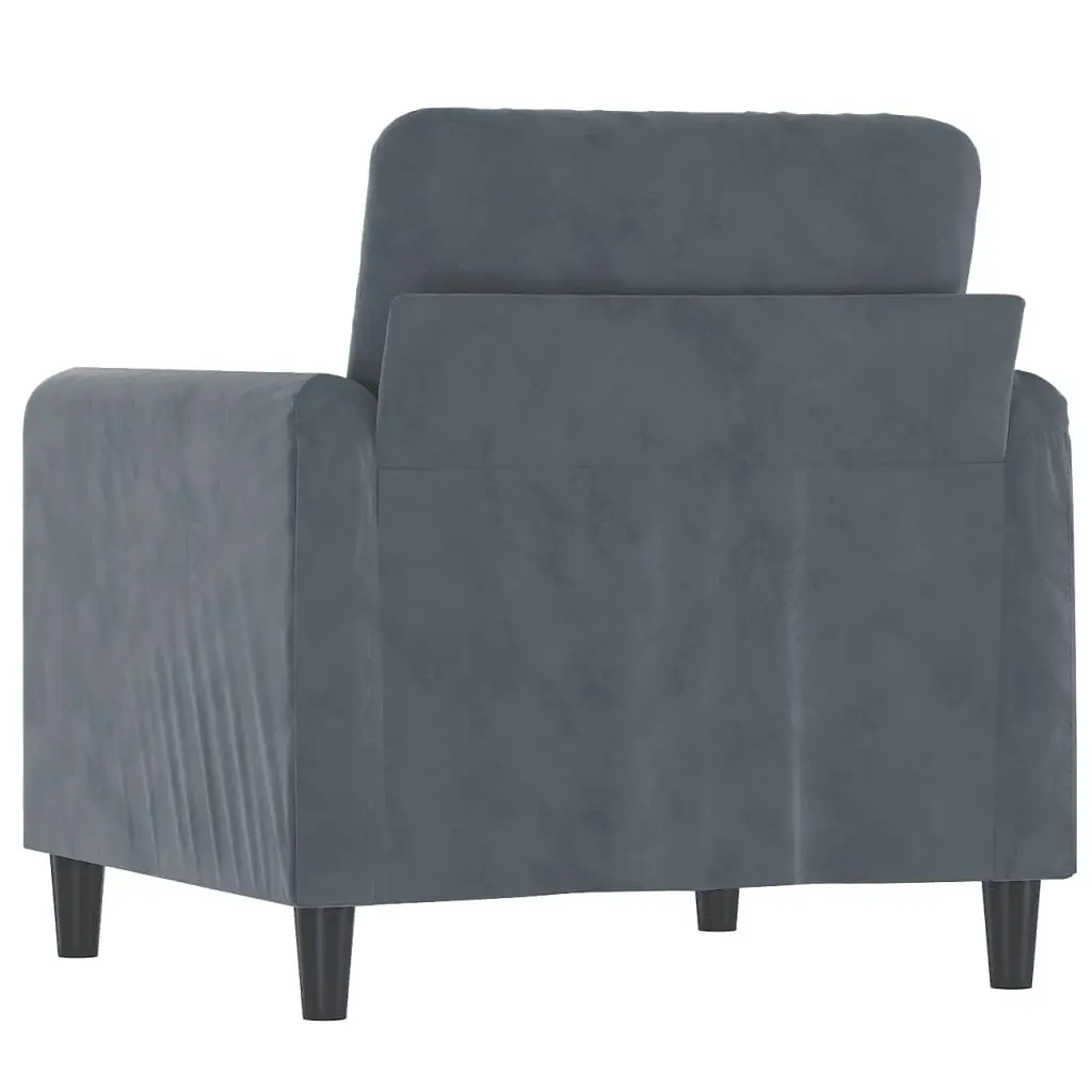 Sofa Chair Grey 60cm Velvet Upholstery Modern Accent Armchair