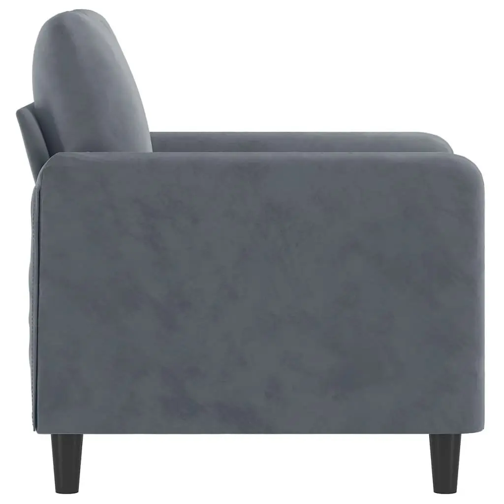 Sofa Chair Grey 60cm Velvet Upholstery Modern Accent Armchair