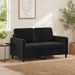 Chic 120cm Black Velvet 2-Seater Sofa for Modern Homes