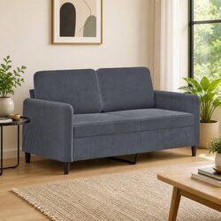 2-Seater Sofa Grey 140cm Modern Living Room Couch Velvet Upholstered Furniture