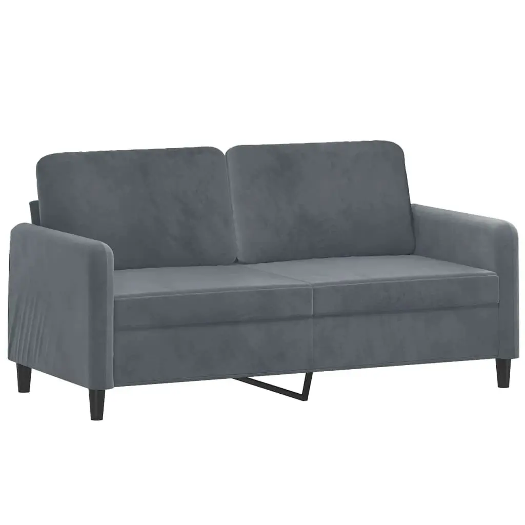2-Seater Sofa Grey 140cm Modern Velvet Upholstered Couch