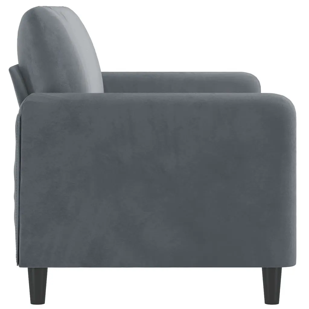 2-Seater Sofa Grey 140cm Modern Velvet Upholstered Couch