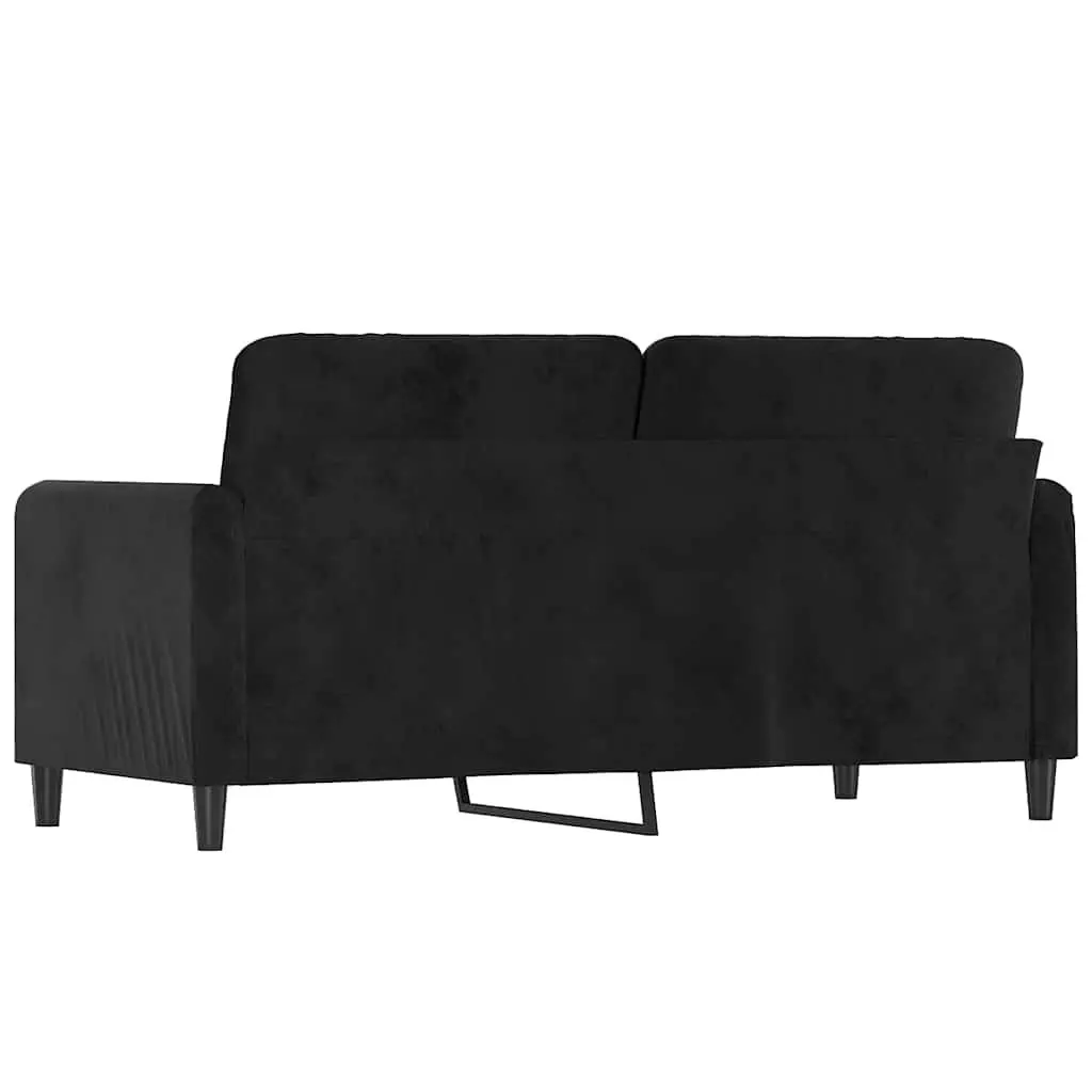 2-Seater Sofa Black 140cm Modern Lounge Couch Velvet Upholstered Living Room