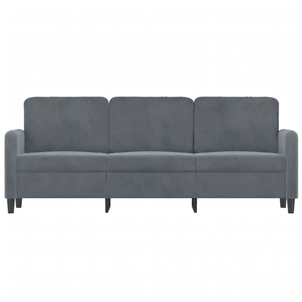 3-Seater Sofa Grey Velvet 180cm Living Room Furniture Modern Couch