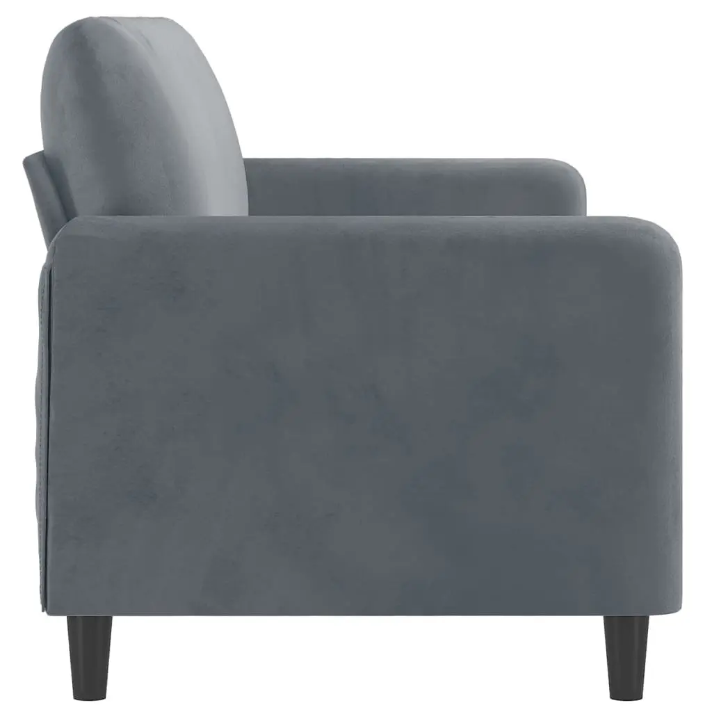 3-Seater Sofa Grey Velvet 180cm Living Room Furniture Modern Couch