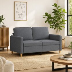 2-Seater Sofa Grey 120cm Fabric Living Room Couch Modern Lounge Seat Furniture