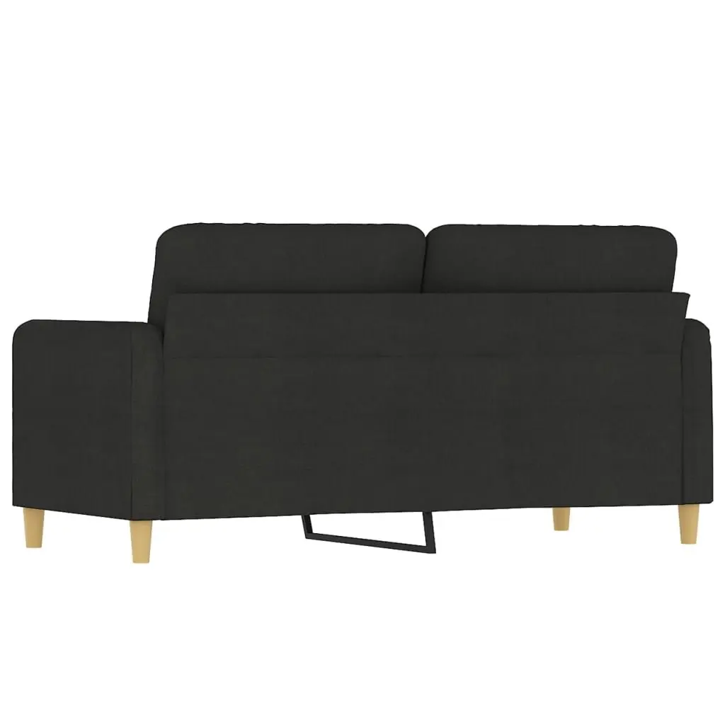 2-Seater Sofa Black 140cm Living Room Couch Fabric Upholstered Settee Modern