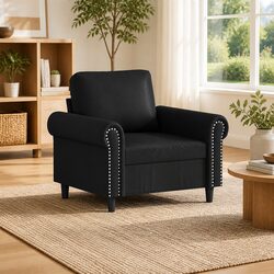 Confidently Designed Black Faux Leather Sofa Chair
