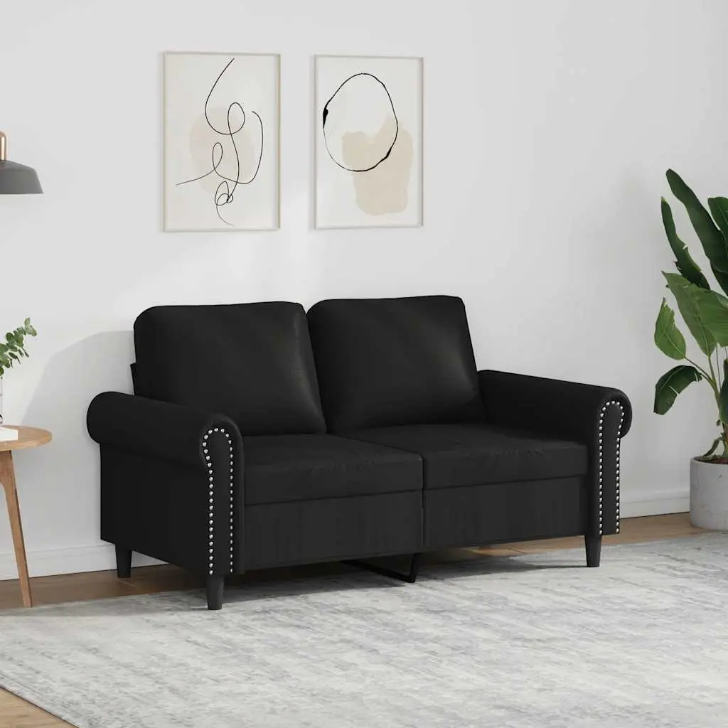 2-Seater Sofa Black 120cm Faux Leather Modern Living Room Couch
