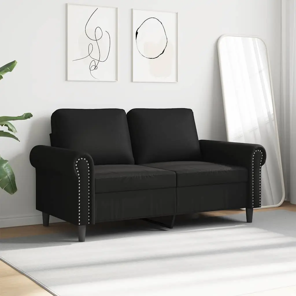 2-Seater Sofa Black 120cm Faux Leather Modern Living Room Couch