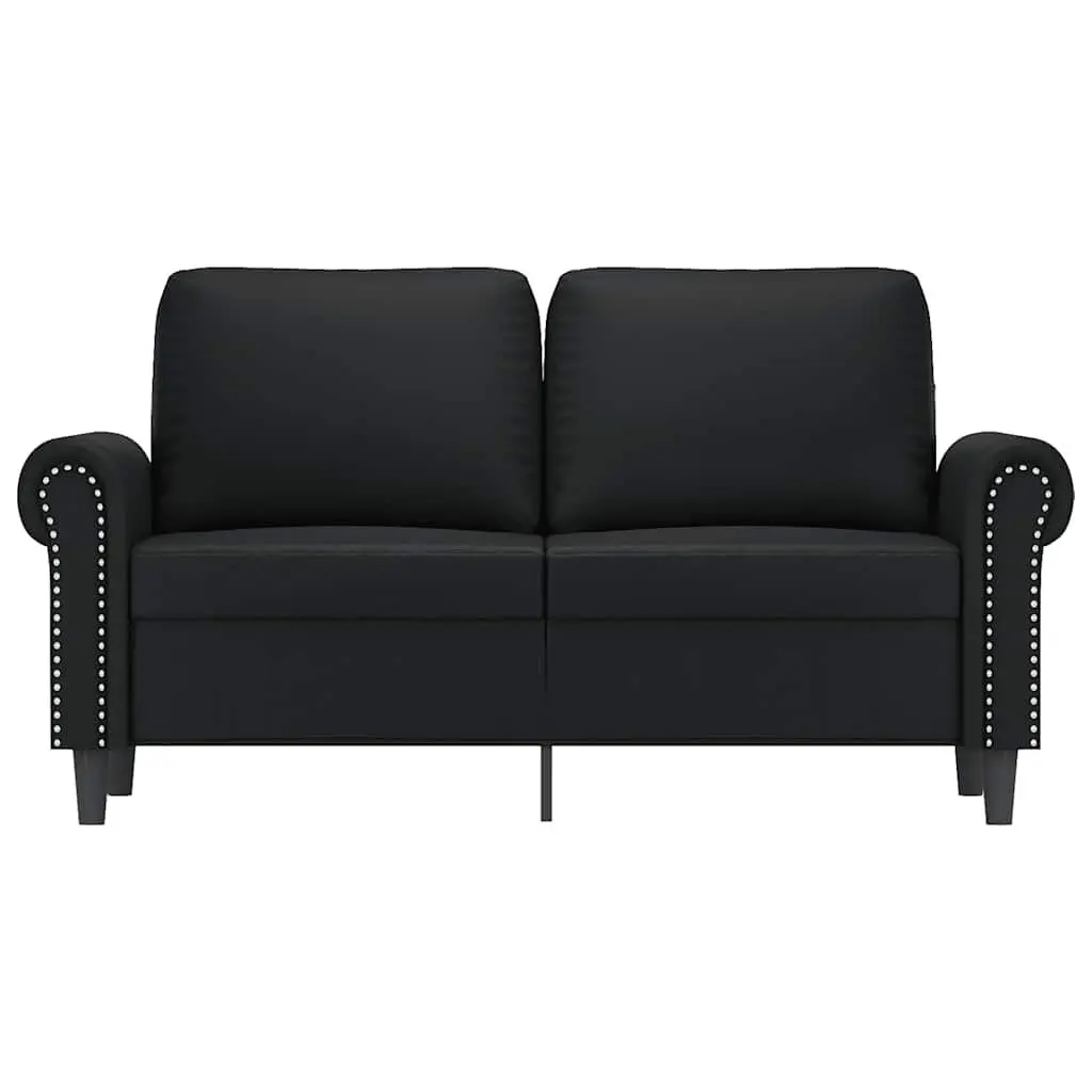 2-Seater Sofa Black 120cm Faux Leather Modern Living Room Couch