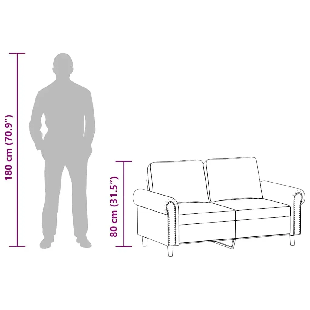 2-Seater Sofa Black 120cm Faux Leather Modern Living Room Couch