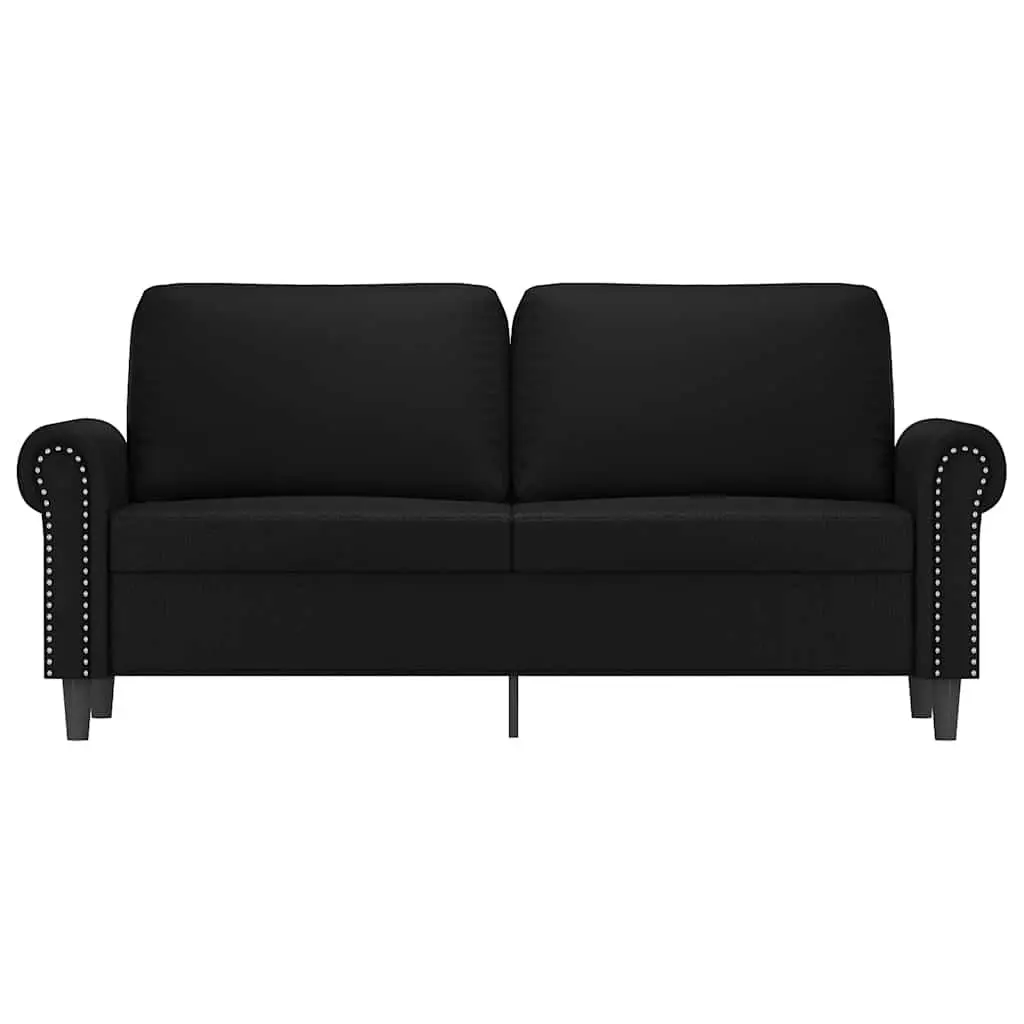 2-Seater Sofa Black 140cm Faux Leather Modern Lounge Couch Sturdy Construction