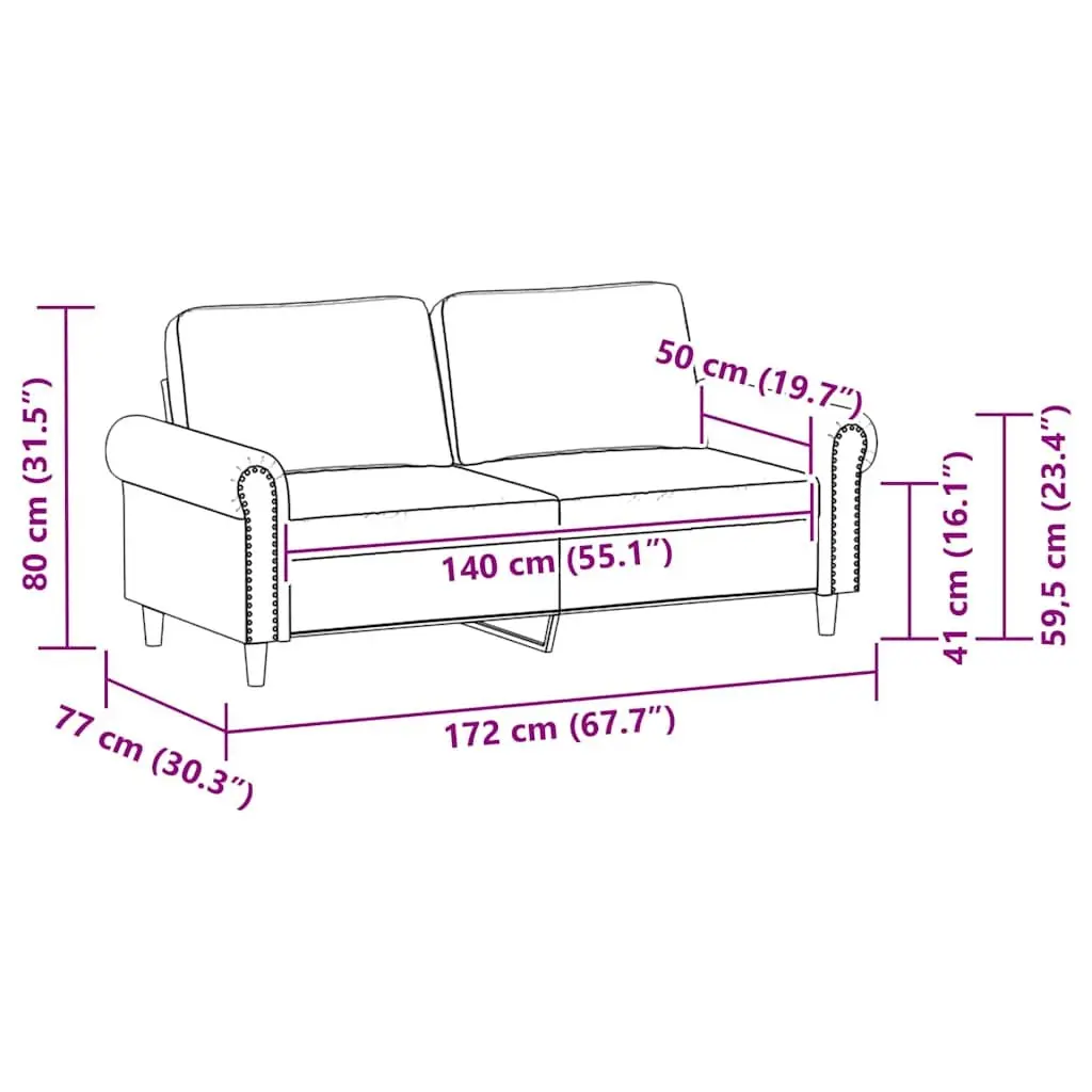 2-Seater Sofa Black 140cm Faux Leather Modern Lounge Couch Sturdy Construction