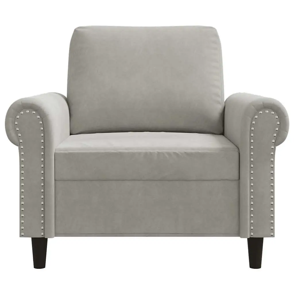 Sofa Chair Grey 60cm Velvet Armchair Comfortable Seating Living Room Furniture