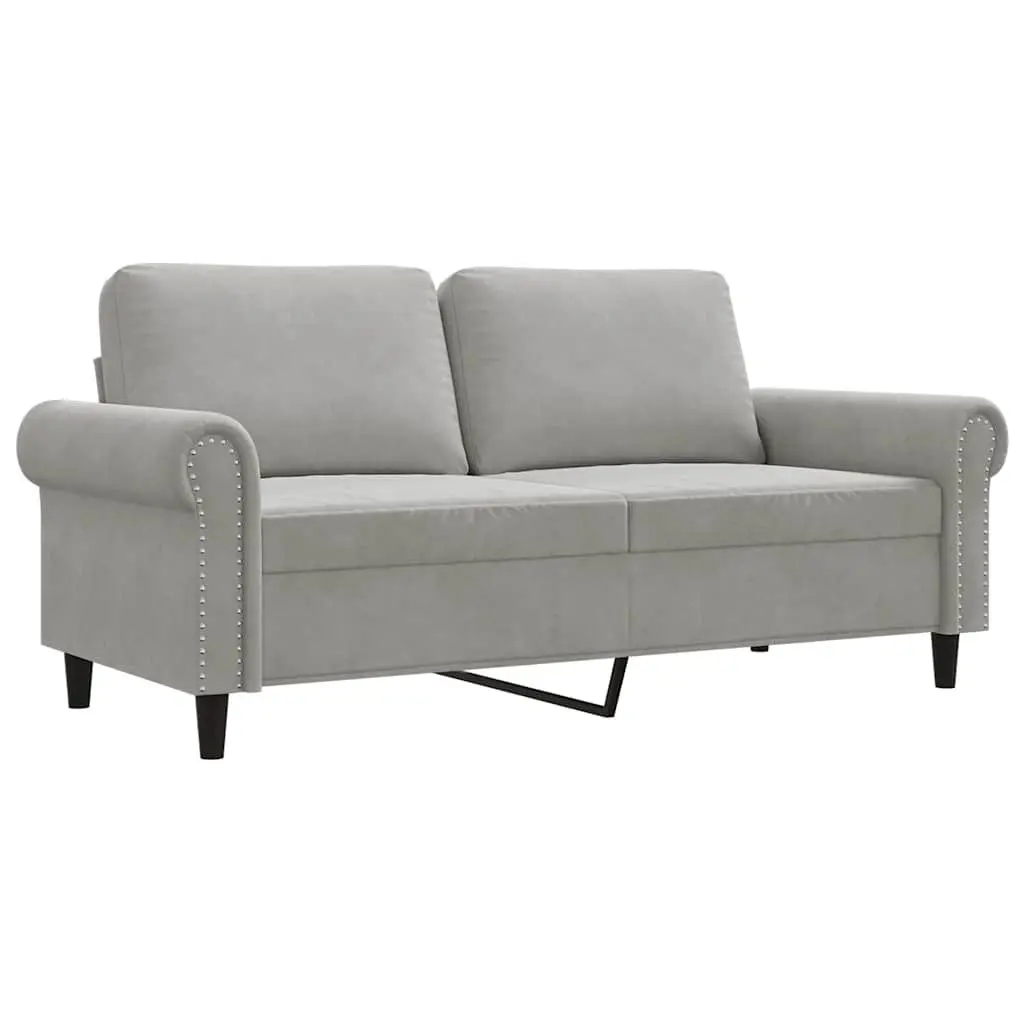 2-Seater Sofa Grey 140cm Modern Living Room Lounge Couch Velvet Upholstered