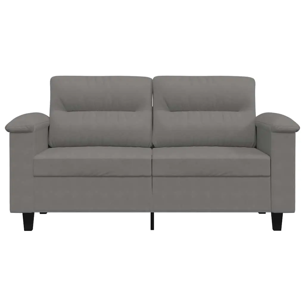 2-Seater Sofa Grey 120cm Microfibre Upholstered Couch Modern Living Room