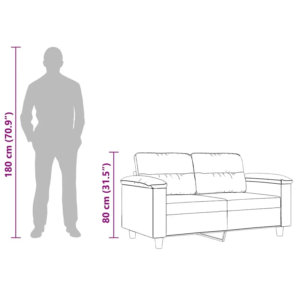 2-Seater Sofa Grey 120cm Microfibre Upholstered Couch Modern Living Room