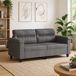 Concise and Stylish 2-Seater Grey Sofa with Metal Frame