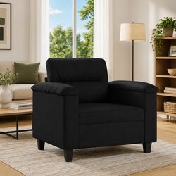 Concise Black Sofa Chair 60cm with Faux Leather Design