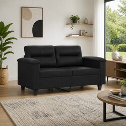 2-Seater Sofa Black 120cm Modern Lounge Couch Faux Leather Living Room Furniture