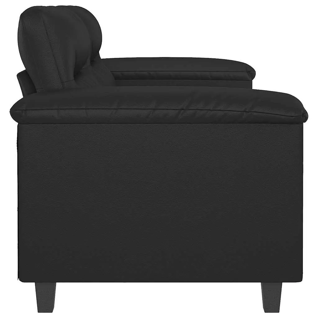 2-Seater Sofa Black 120cm Modern Lounge Couch Faux Leather
