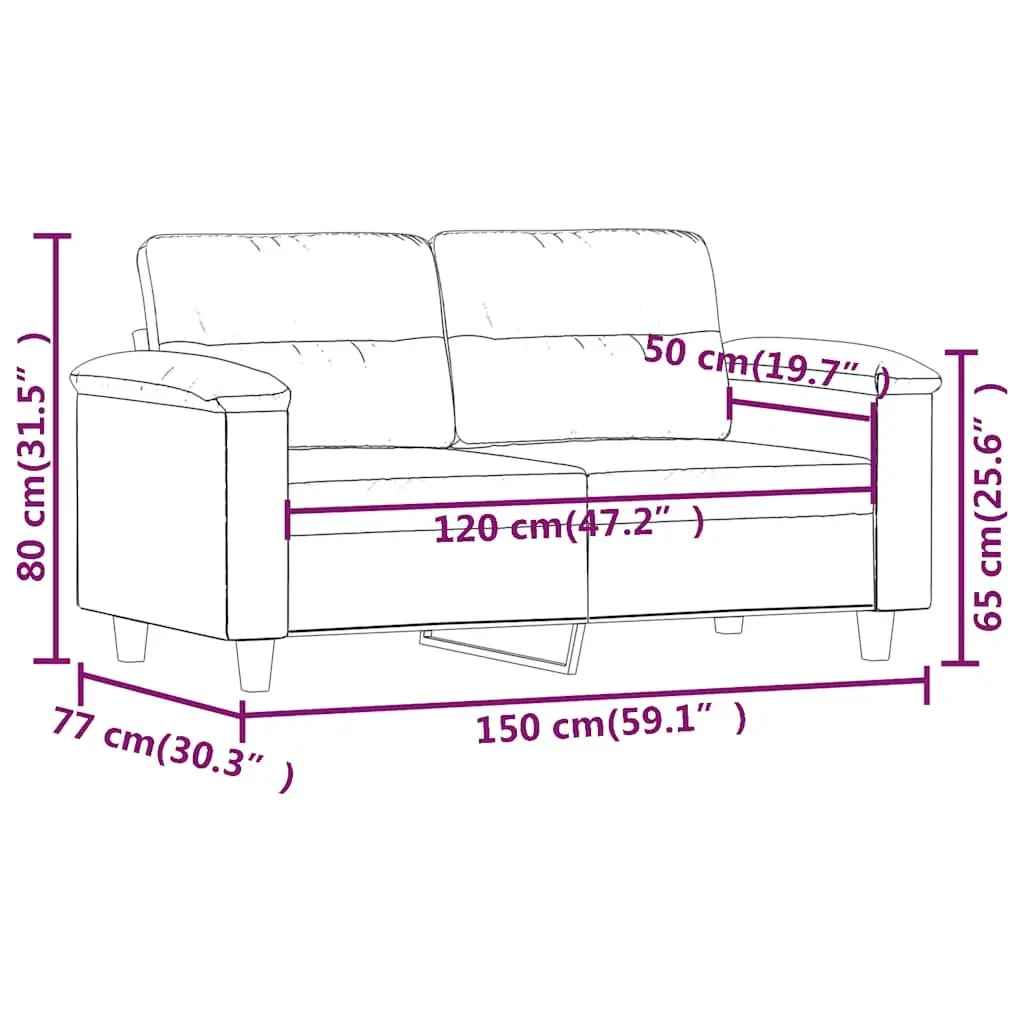 2-Seater Sofa Black 120cm Modern Lounge Couch Faux Leather