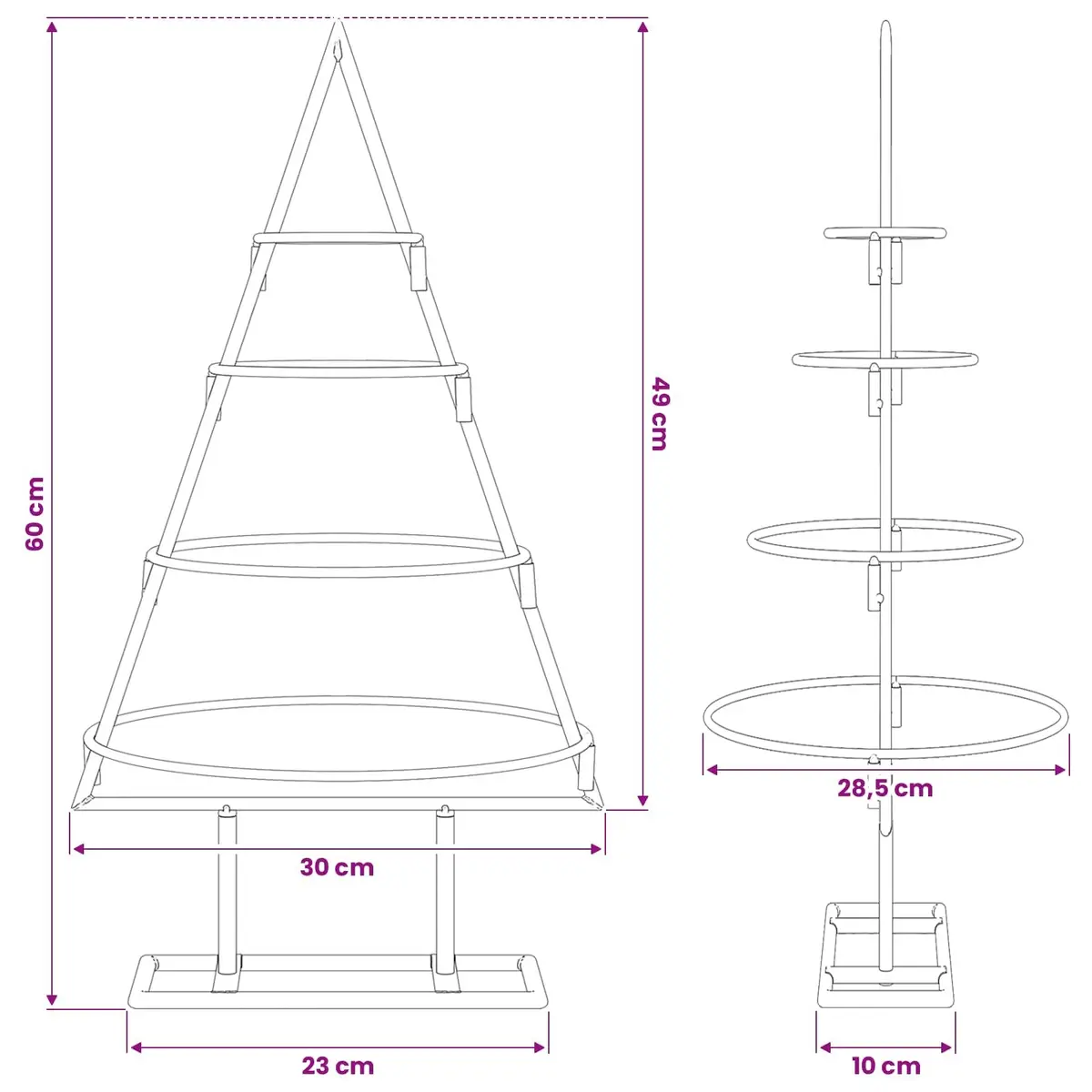 Metal Christmas Tree Frame Black 60cm DIY Decoration Modern Home Decor