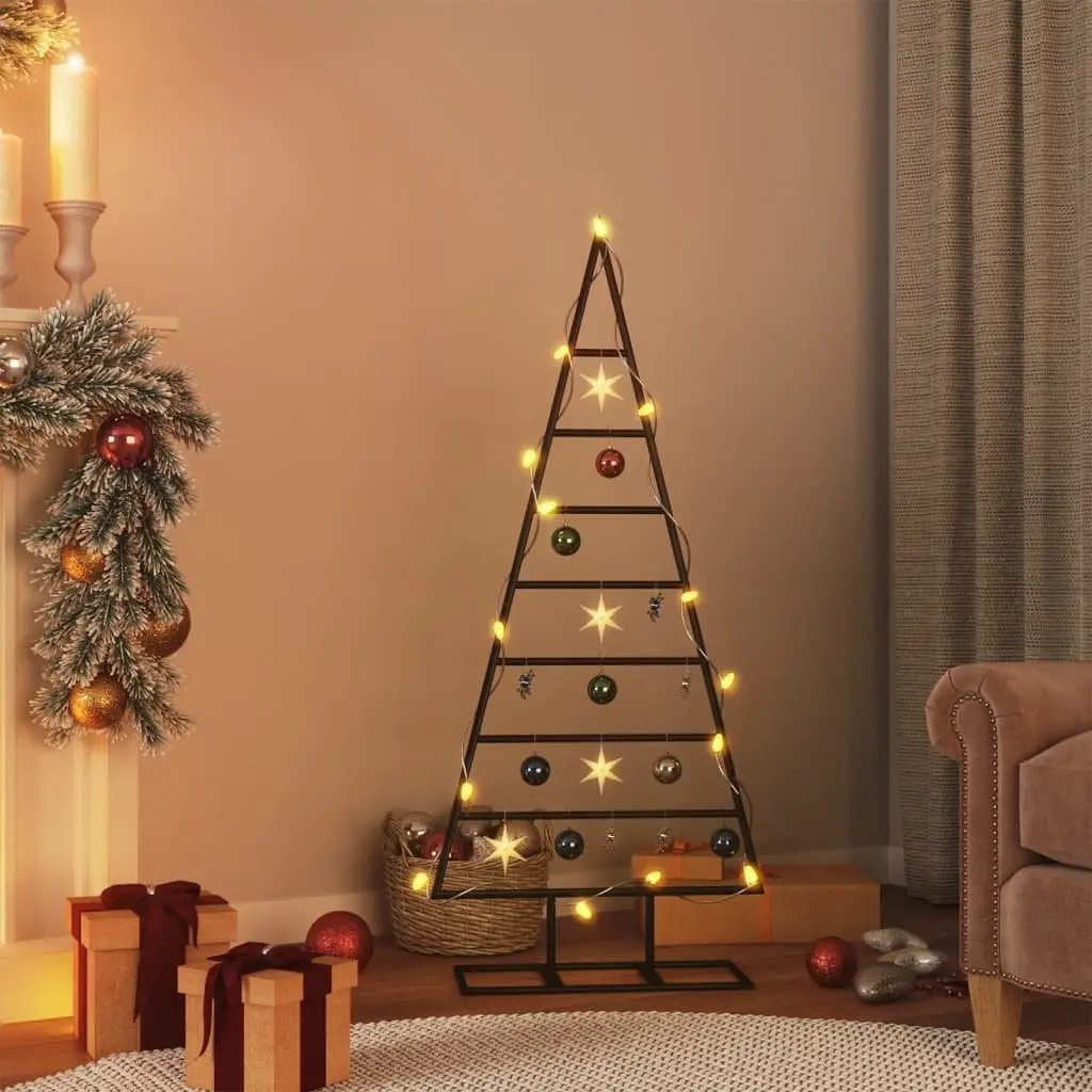 Black Metal Christmas Tree Frame 125cm DIY Modern Stand for Holiday Decoration