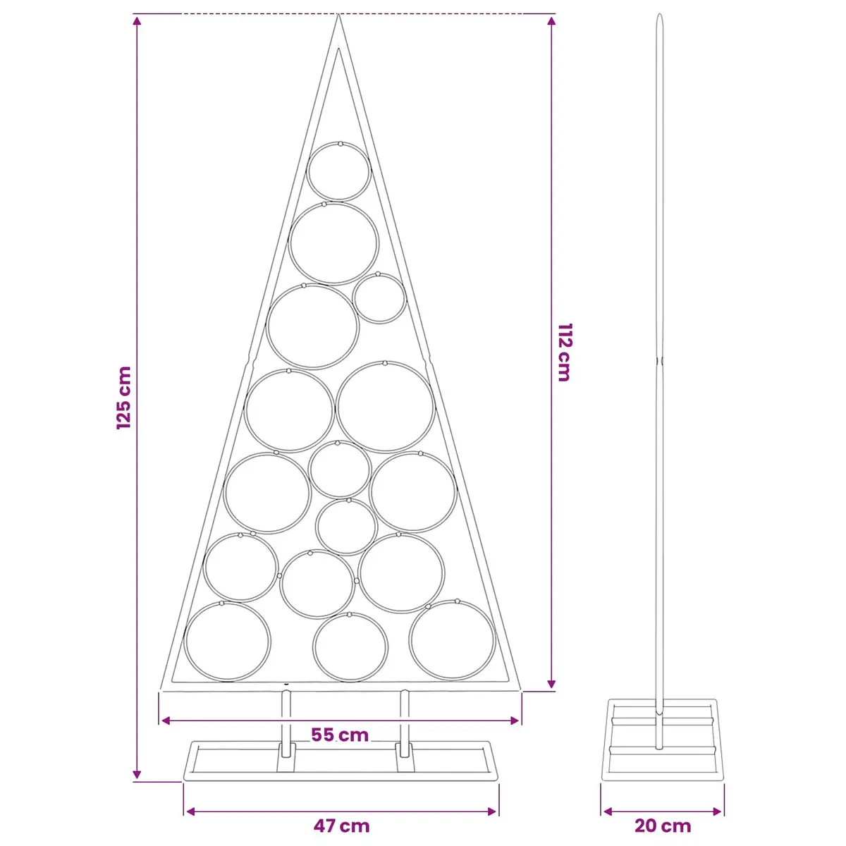 125cm Black Metal Tree Frame DIY Decoration Modern Home Holiday Decor