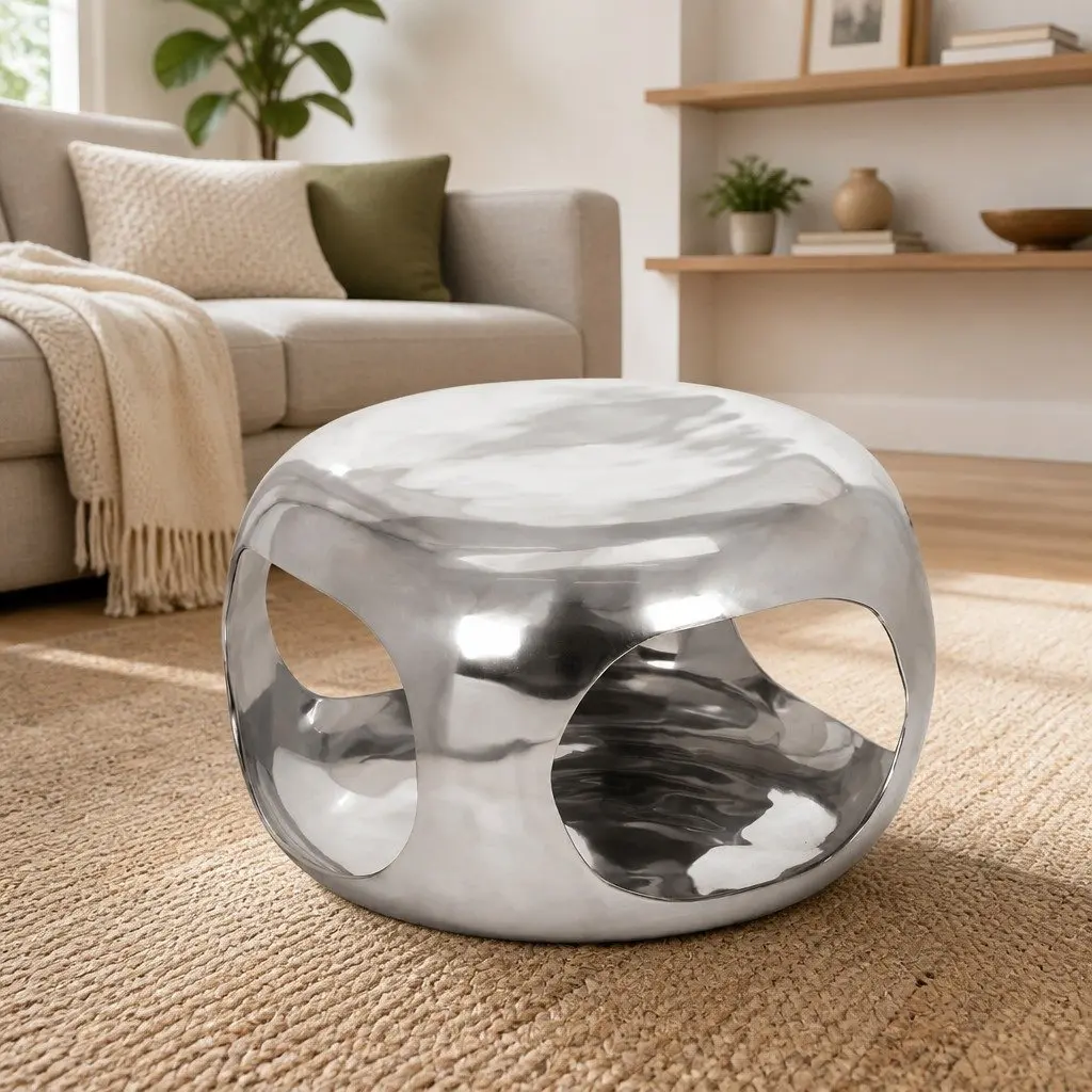 Coffee Table Silver 50 x 50 x 30 cm Sturdy Tabletop Display