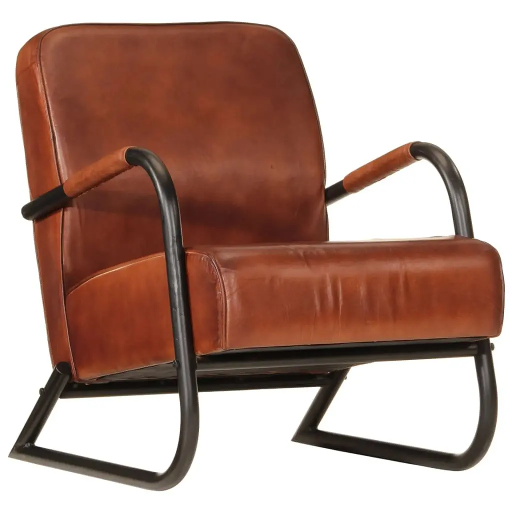 Brown Leather Armchair Single Sofa Chair Lounge Seat Living Room Furniture