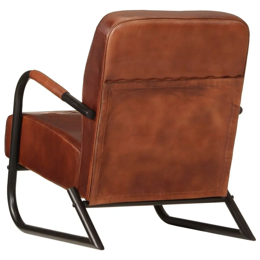 Brown Leather Armchair Single Sofa Chair Lounge Seat Living Room Furniture